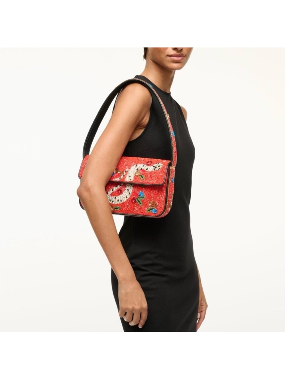 STAUD Tommy Beaded Shoulder Bag Year of the Snake Red NWT - Picture 11 of 11